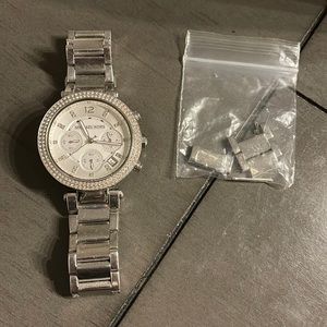 Michael Kors Parker Pavé Stainless Steel Chronograph Bracelet Watch